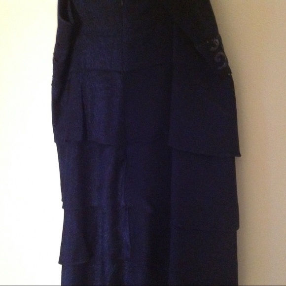 Formal blue tiered beaded dress, plus size - Picture 4 of 8